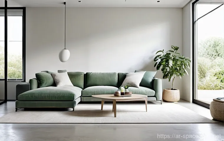 공간디자인 스타일별 분석 모던 미니멀리즘 등 - **Prompt: Minimalist Serenity in a Modern Living Room** "A clean and serene minimalist living ro...