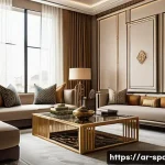 공간디자이너를 위한 창업 가이드 - A modern, luxurious residential interior design scene set in an upscale Middle Eastern apartment, fe...
